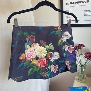 Y2K Digital Printed rose & butterfly mini skirt